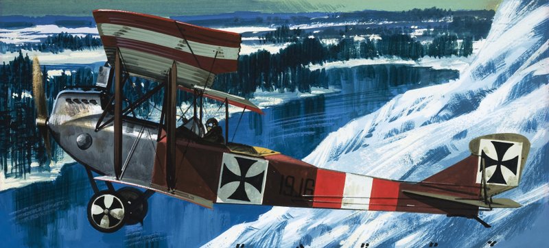 Lohner B1, ve kterém Oberleutnant Taussig přepravoval poštu z Przemyalu. od Wilf (20th century) Hardy