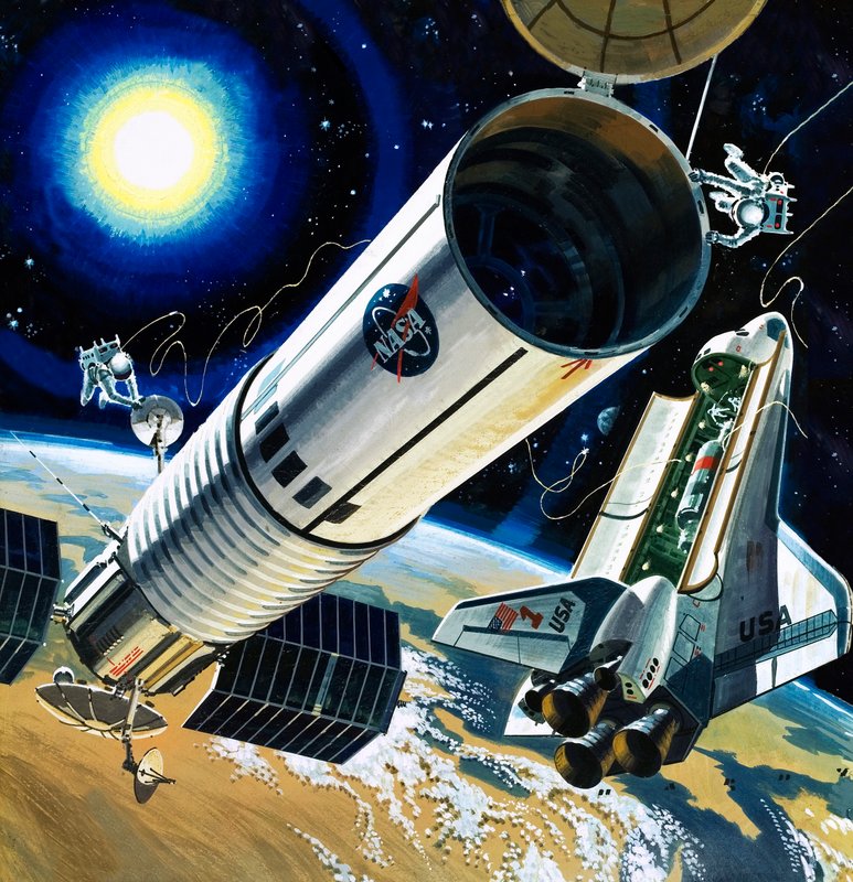 Neidentifikovaná scéna s raketoplánem od Wilf (20th century) Hardy