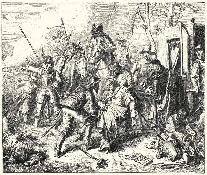 Hrabě Tilly smrtelně zraněn v bitvě u deště, 1632 od Wilhelm Camphausen