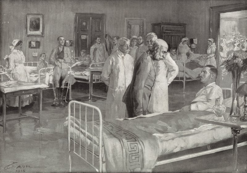 Návštěva Františka Josefa Rakouského ve vojenské nemocnici ve Vídni od Wilhelm Gause
