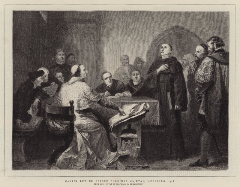 Martin Luther před kardinálem Kajetánem, Augsburg, 1518 od Wilhelm von, II Lindenschmit