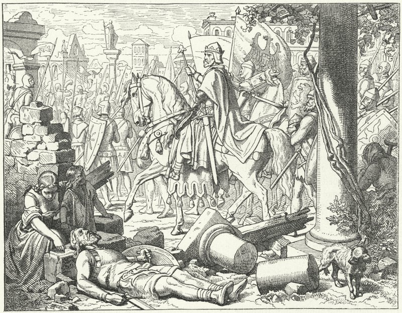 Frederick Barbarossa vstupuje do Milána od Wilhelm Camphausen
