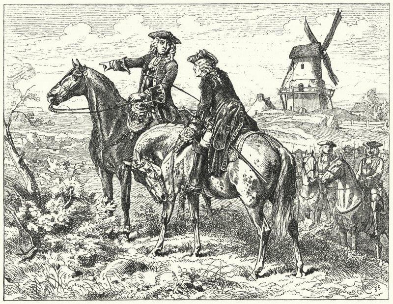 Vévoda z Marlborough a princ Evžen Savojský v bitvě u Malplaquet od Wilhelm Camphausen