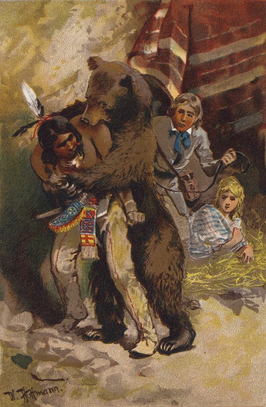 Scéna z Posledního Mohykána, James Fenimore Cooper (barevné lito) od Wilhelm Hoffmann