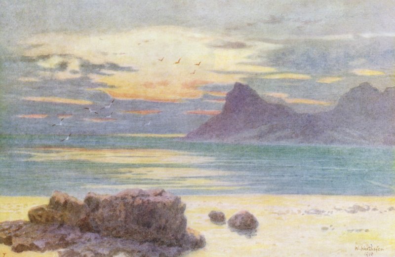 Hout Bay a Hangberg (barevná litografie) od Wilhelm Westhofen