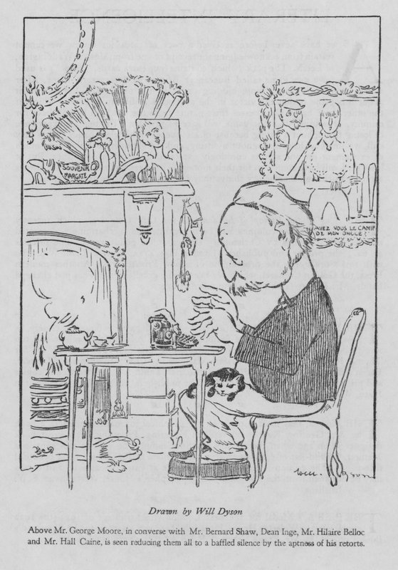 George Moore, irský autor, pracující na svém psacím stroji (litho) od Will Dyson