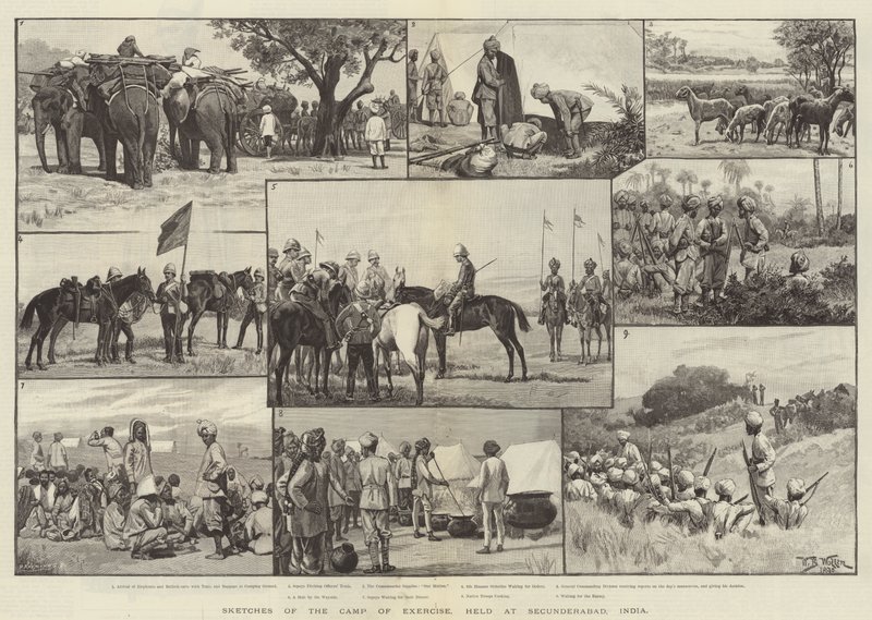 Sketches of the Camp of Exercise, který se konal v Secunderabad, Indie od William Barnes Wollen