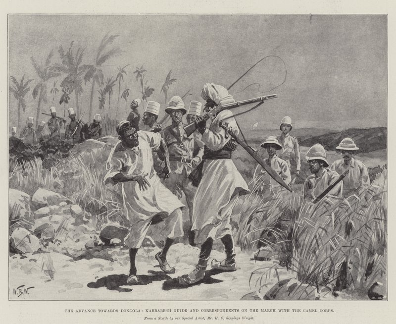 The Advance to Dongola, Kabbabesh Guide and Correspondents on the March with the Camel Corps od William Barnes Wollen