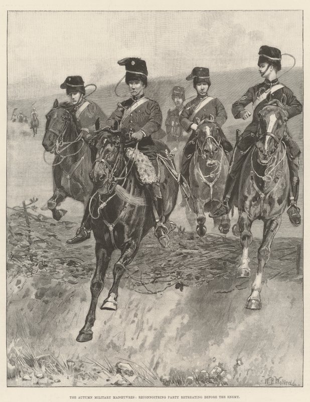 Podzimní vojenské manévry, Reconnoitring Party ustupující před Nepřítelem od William Barnes Wollen