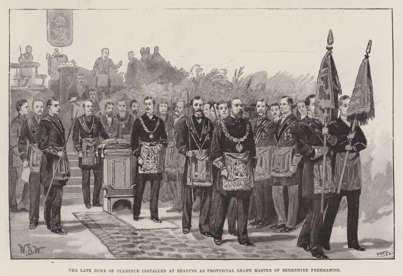 Zesnulý vévoda z Clarence dosazený v Readingu jako velmistr provincie Berkshire Freemasons od William Barnes Wollen