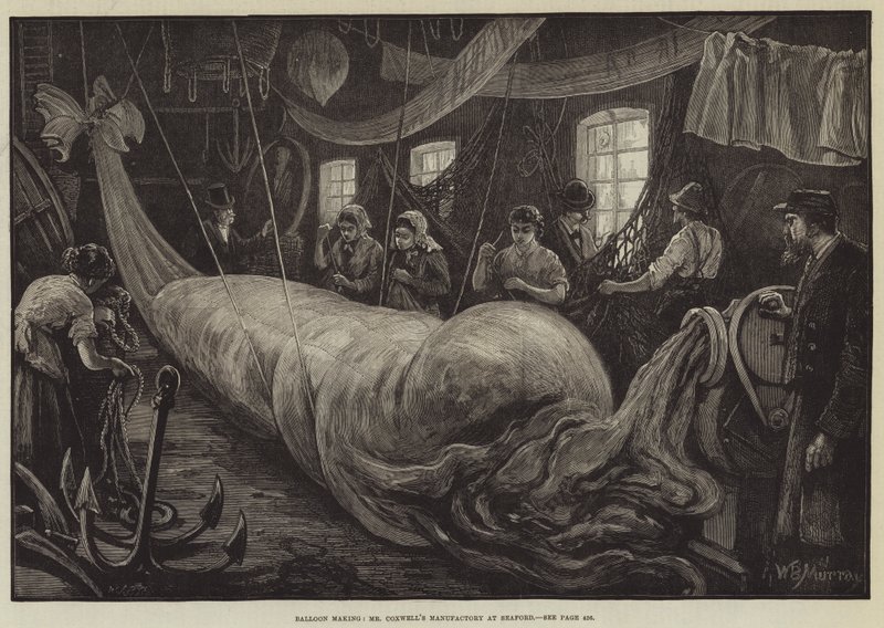 Výroba balónků, manufaktura pana Coxwella v Seafordu od William Bazett Murray