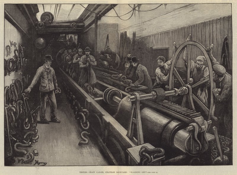 Testování řetězových kabelů, Chatham Dockyard, flákání od William Bazett Murray