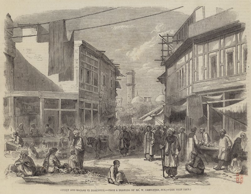 Ulice a bazar v Peshawuru od William Carpenter