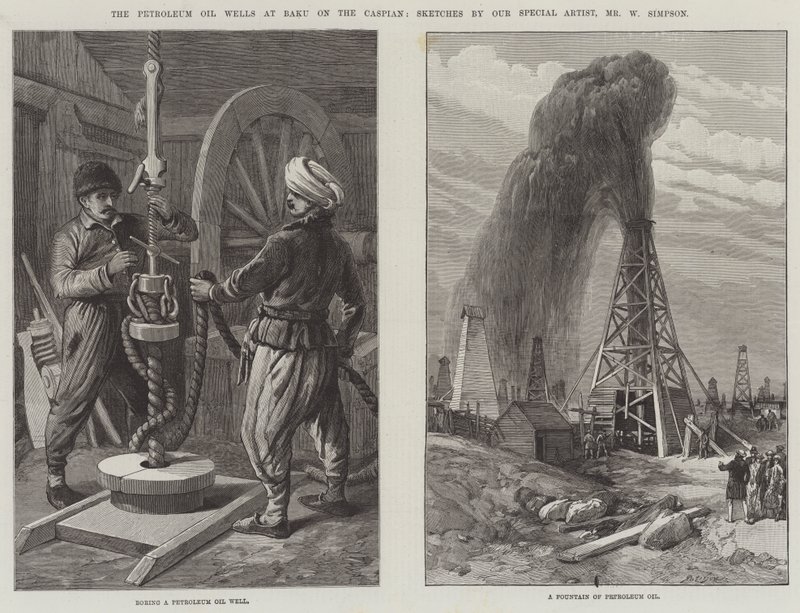 Petroleum Oil Wells v Baku na Kaspickém moři od William Crimea Simpson