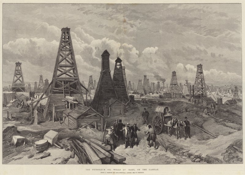 Petroleum Oil Wells v Baku na Kaspickém moři od William Crimea Simpson
