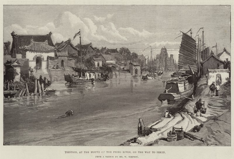 Tientsin v ústí řeky Peiho na cestě do Pekingu od William Crimea Simpson
