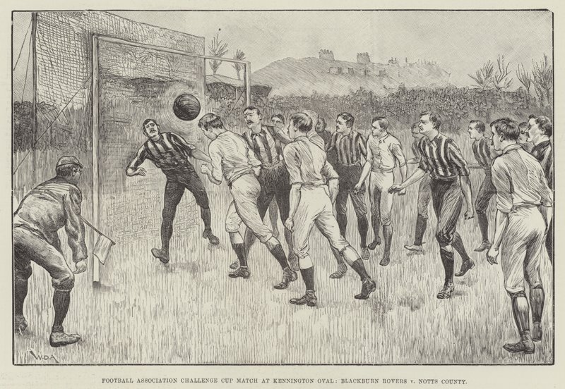 Zápas Challenge Cupu fotbalové asociace v Kennington Oval, Blackburn Rovers proti Notts County od William Douglas Almond