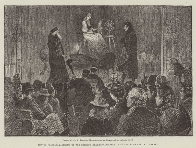 Pohyblivé kostýmy Tableaux od Garrick Dramatic Company v Lidovém paláci, Faust od William Douglas Almond