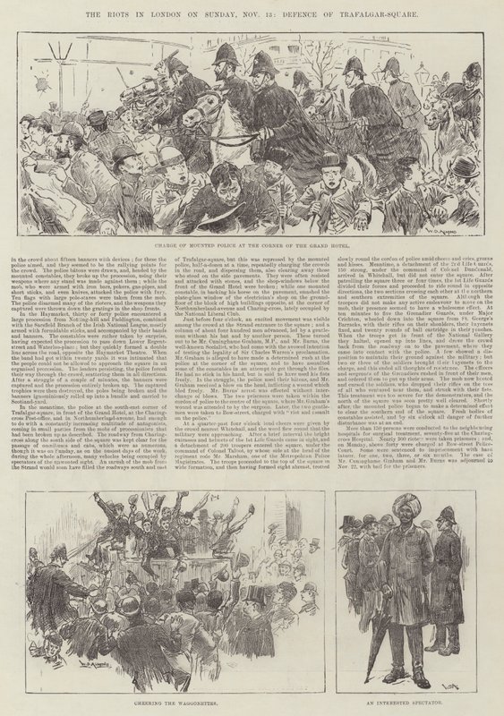 Nepokoje v Londýně v neděli 13. listopadu, Obrana Trafalgarského náměstí od William Douglas Almond