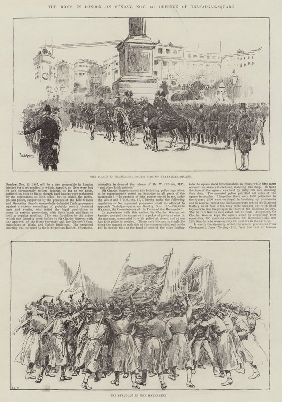 Nepokoje v Londýně v neděli 13. listopadu, Obrana Trafalgarského náměstí od William Douglas Almond