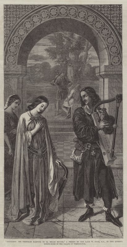 S laskavým svolením, sir Tristram harfuje do La Belle Isoude od William Dyce