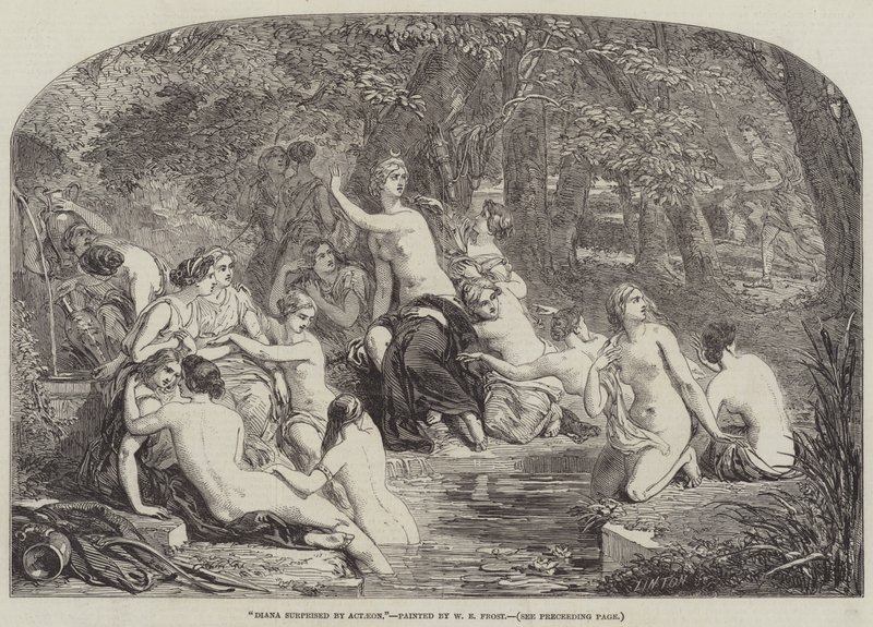 Dianu překvapil Actaeon od William Edward Frost