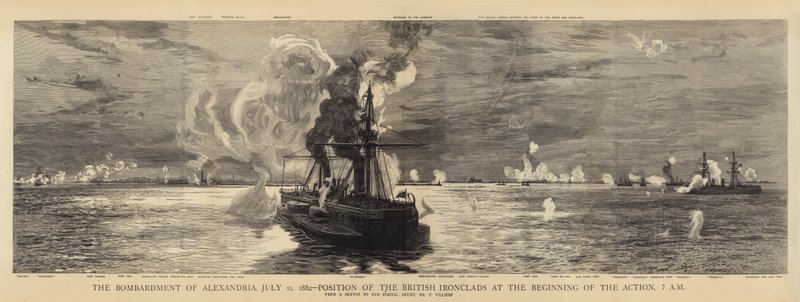 Bombardování Alexandrie, 11. července 1882, Pozice britských železných na začátku akce, 7:00 od William Lionel Wyllie