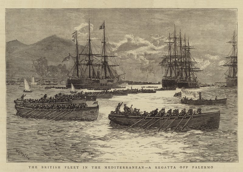 Britská flotila ve Středozemním moři, regata u Palerma od William Lionel Wyllie