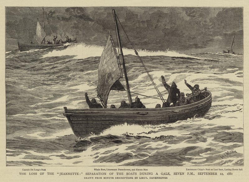 Ztráta lodi Jeannette, rozdělení lodí během vichřice, sedm hodin večer, 12. září 1881 od William Lionel Wyllie