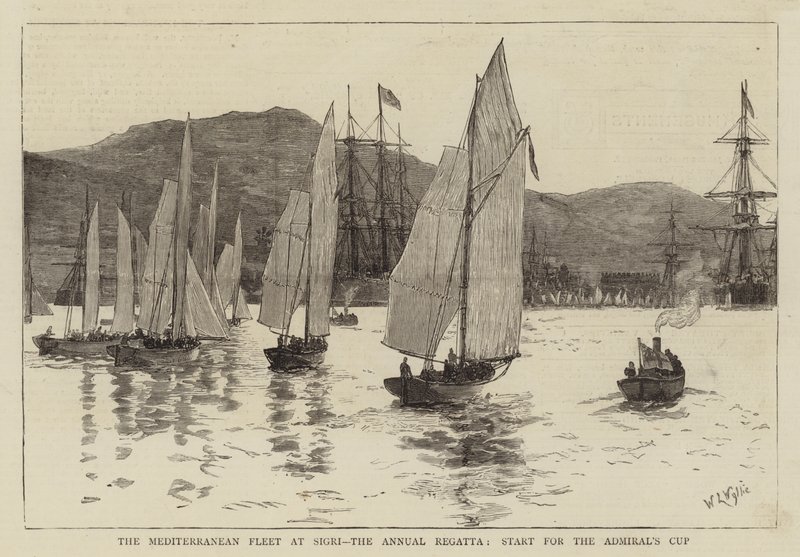 Středomořská flotila v Sigri, výroční regata, start o Admirálův pohár od William Lionel Wyllie