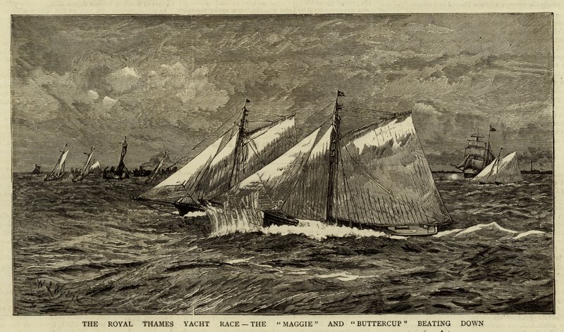 Royal Thames Yacht Race, Maggie a Buttercup porážejí od William Lionel Wyllie