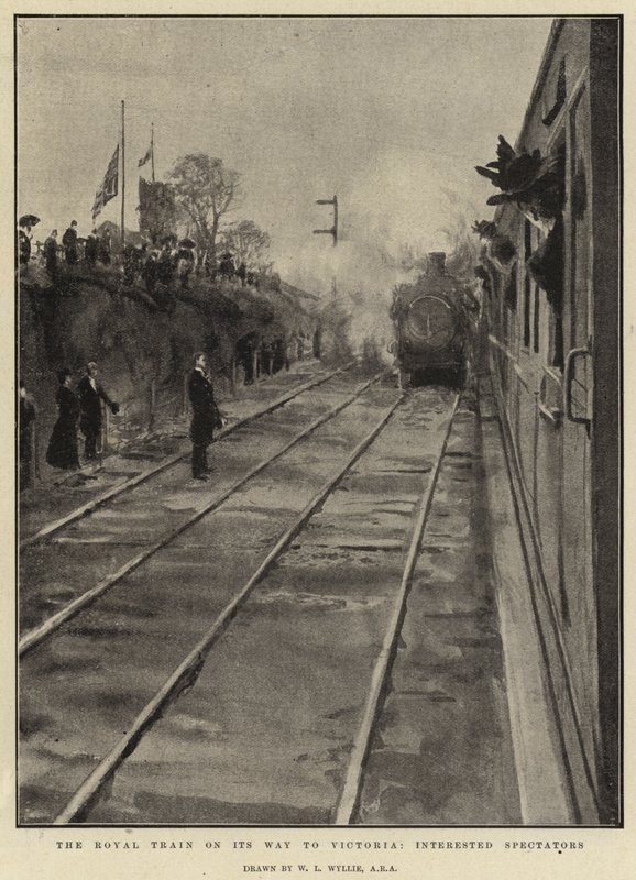 Královský vlak na cestě do Victorie, zainteresovaní diváci od William Lionel Wyllie
