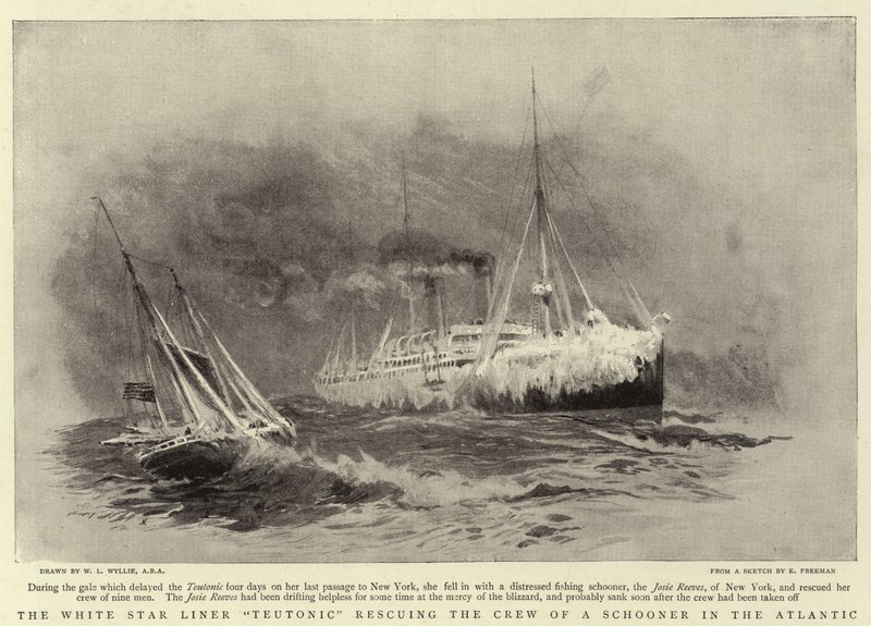 The White Star Liner Teutonic zachraňující posádku škuneru v Atlantiku od William Lionel Wyllie