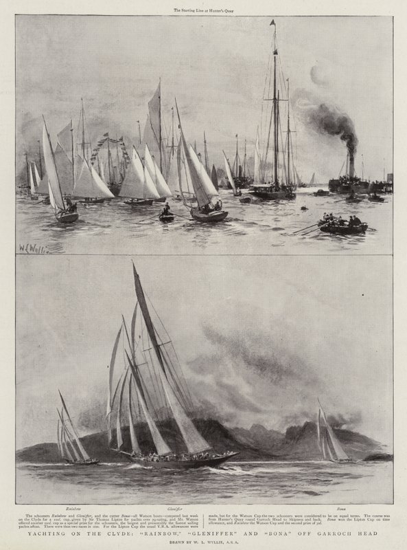 Jachting na Clyde, Rainbow, Gleniffer a Bona u Garroch Head od William Lionel Wyllie
