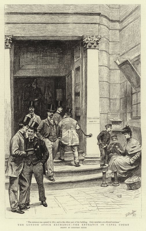 Londýnská burza, vchod v Capel Court od William Lockhart Bogle
