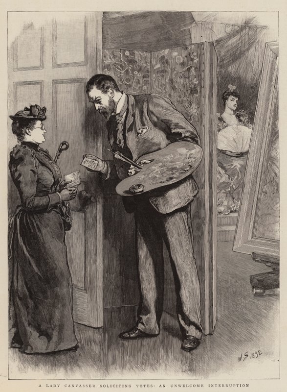 Lady Canvasser žádající o hlasy, nevítané přerušení od William Small