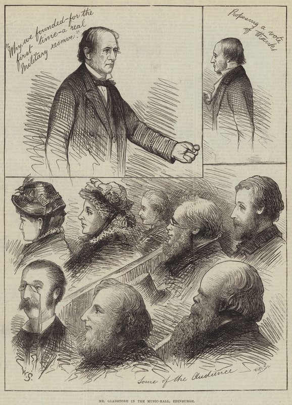Pan Gladstone v Music-Hall v Edinburghu od William Small