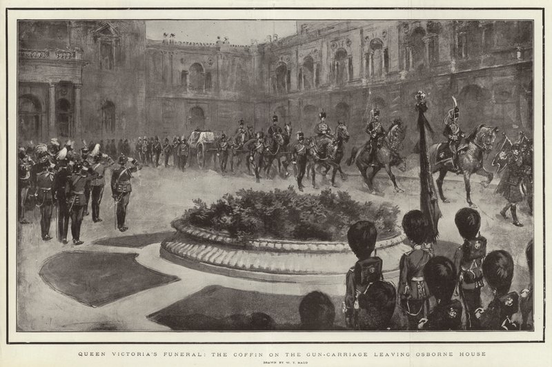 Pohřeb královny Viktorie, rakev na voze zbraní opouštějící Osborne House od William T. Maud