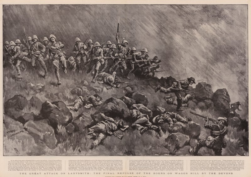 Velký útok na Ladysmith, konečné odražení Búrů na Wagon Hill od Devonů od William T. Maud