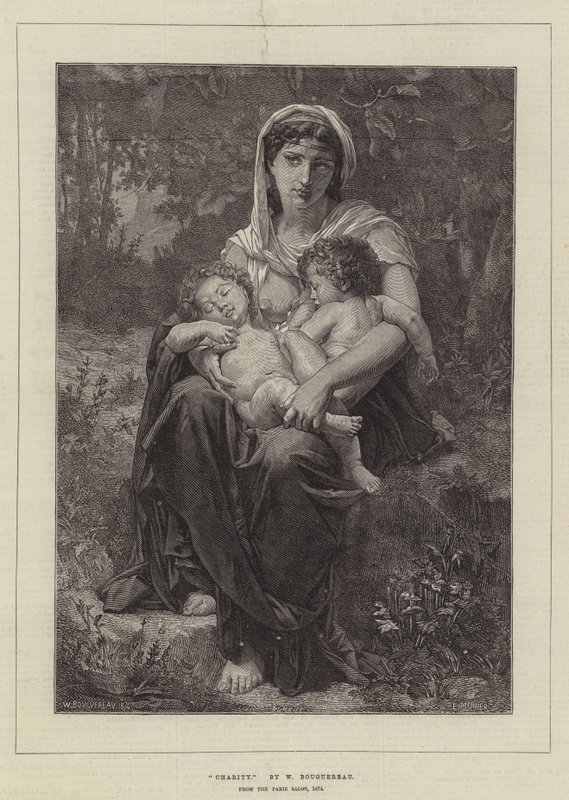 Charita, z pařížského salonu, 1874 od William Adolphe Bouguereau