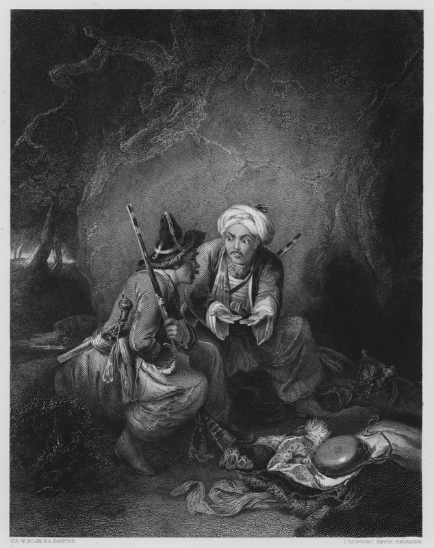 Arabs Dividing Spoil, z obrázku v galerii Vernon (rytina) od William (after) Allan