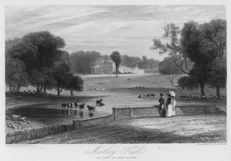Mistley Hall, sídlo lorda Riverse (rytina) od William (after) Daniell