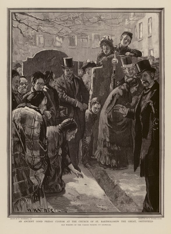Velký pátek v kostele sv. Bartoloměje Velikého ve Smithfieldu (rytina) od William (after) Hatherell