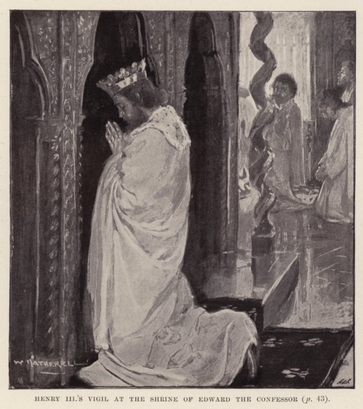 Bdění Jindřicha III. u svatyně Eduarda Vyznavače (litografie) od William (after) Hatherell
