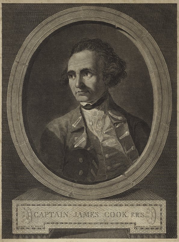 Portrét kapitána Jamese Cooka (rytina) od William (after) Hodges