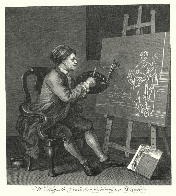 Autoportrét anglického umělce Williama Hogartha (rytina) od William (after) Hogarth