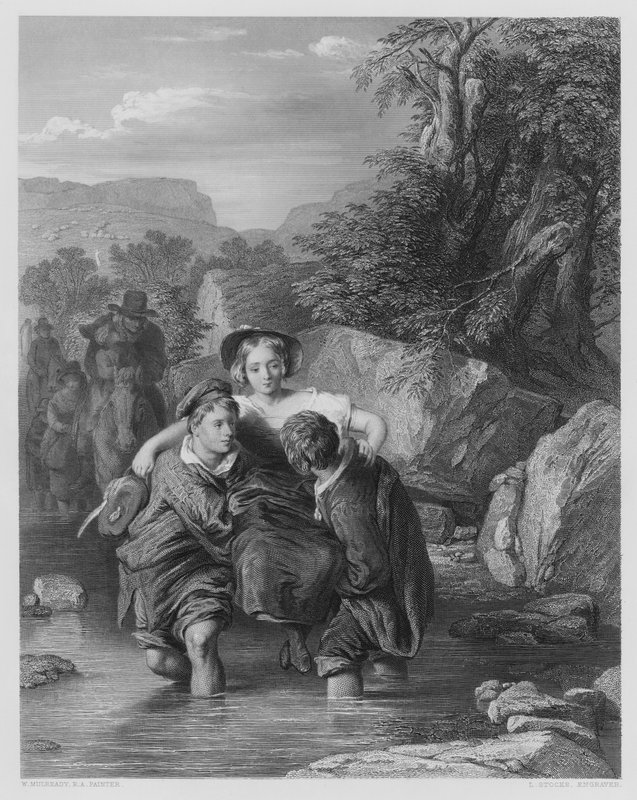 Crossing the Ford, z obrázku v galerii Vernon (rytina) od William (after) Mulready
