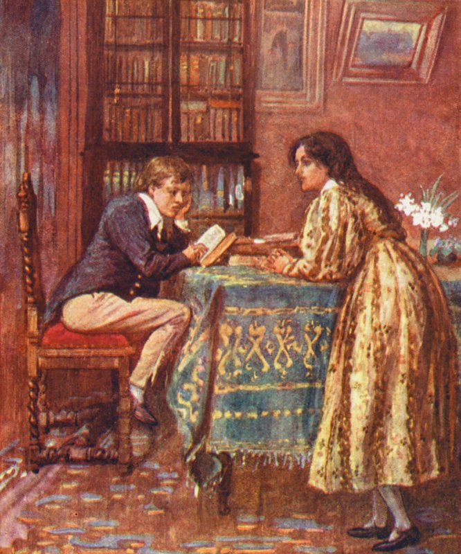 Ilustrace k Mlýnu na nitích od George Eliotové (barevná litografie) od William (after) Rainey
