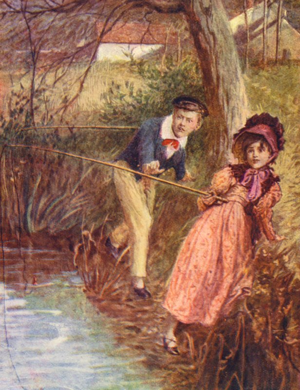 Ilustrace k Mlýnu na nitích od George Eliotové (barevná litografie) od William (after) Rainey