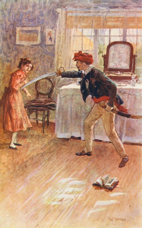 Ilustrace k Mlýnu na nitích od George Eliotové (barevná litografie) od William (after) Rainey